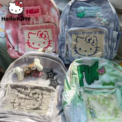 Sanrio Hello Kitty Print Backpack Y2k Funny Creative Manual Color College Schoolbag Fashion Large Capacity Storage Portable Bag