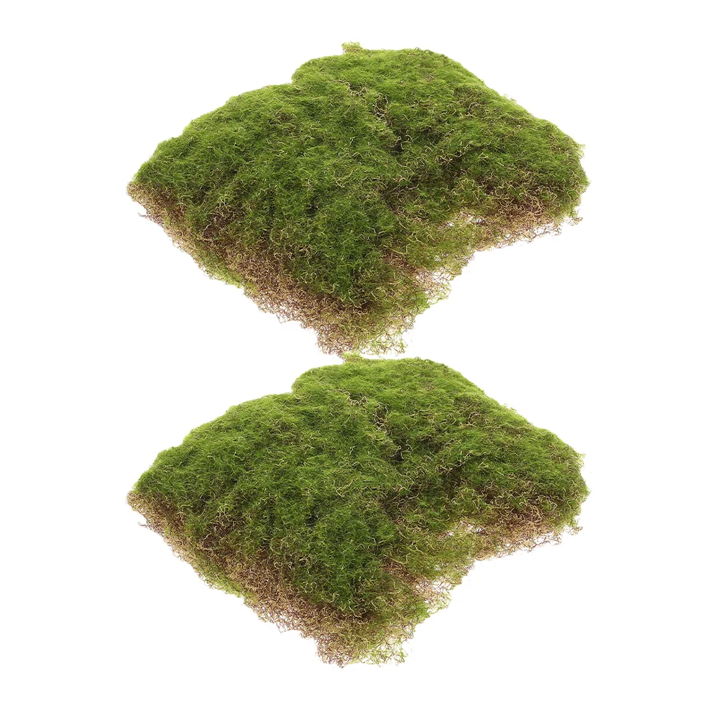 

2 Pcs Simulated Moss Block Sand Table Fake Turf Mat for Plants Artificial Lawn Pots Model