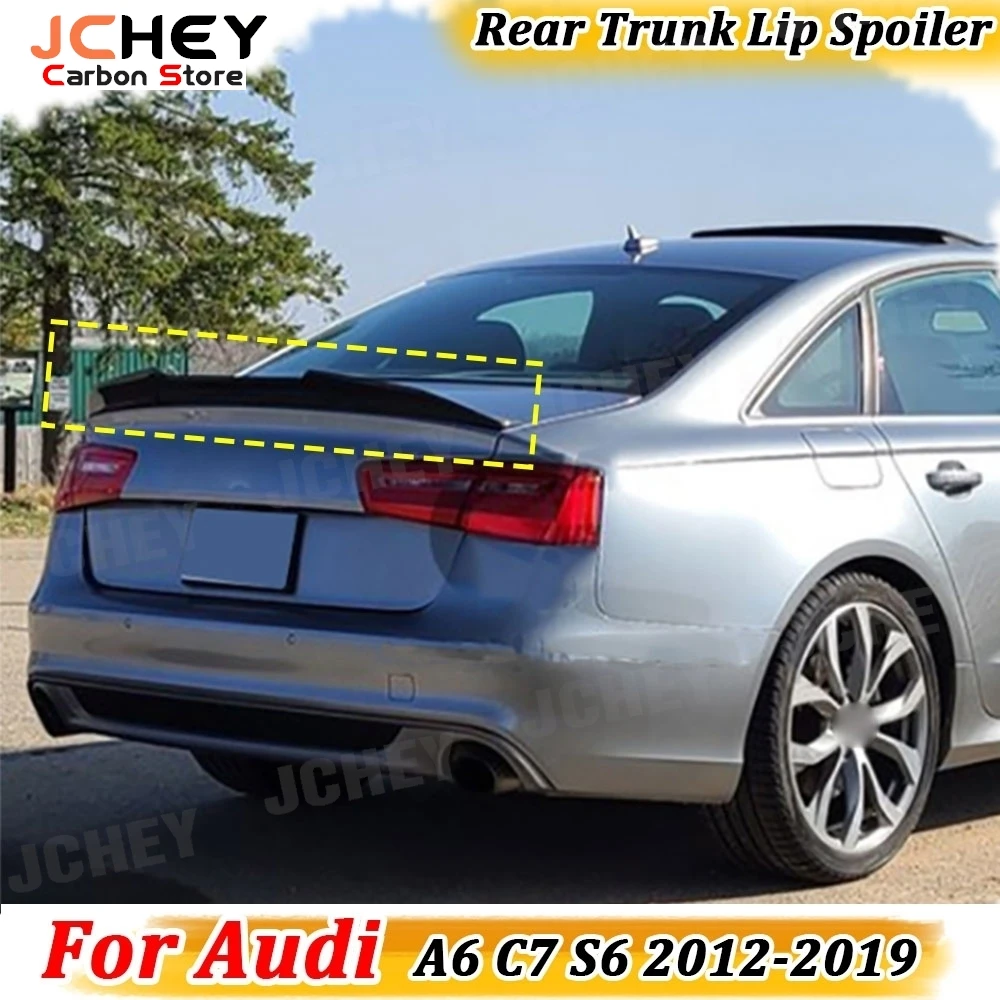 

Rear Trunk Spoiler for Audi A6 C7 S6 2012-2019 FRP P Style Carbon Fiber Rear Middle Tail Wing Lid Mid Spoiler Wing Accessories