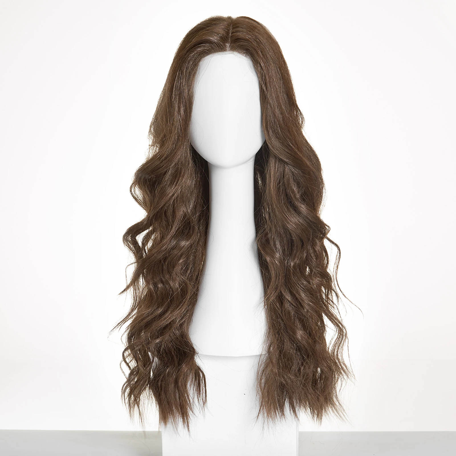 Long Brown Lace Front Synthetic Wigs Natural Wavy Monofilament Wig for Women Heat Resistant Daily Cosplay Soft Hair Futura Fiber