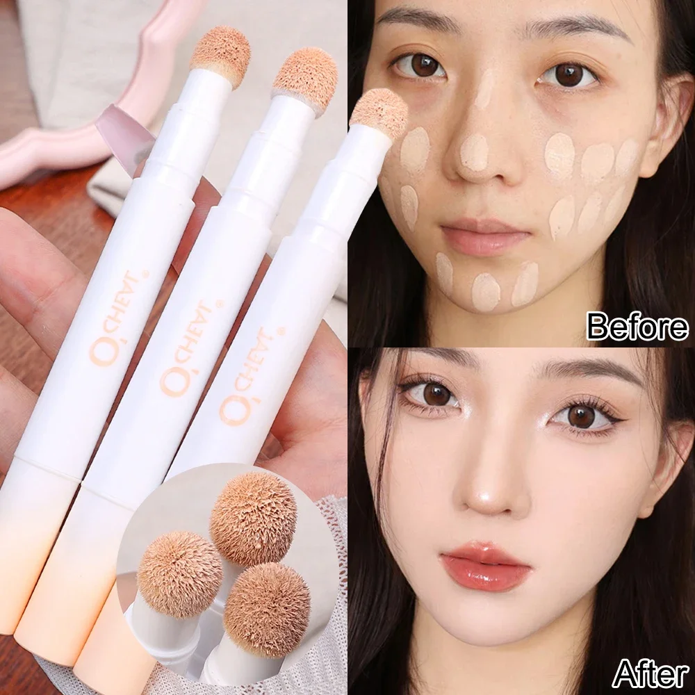 Luchtkussen Concealer Pen Pluizige Zachte Spons Kop Vloeibare Concealer Crème Waterdichte Blijvende Cover Acne Spot Donkere Kringen Make-Up