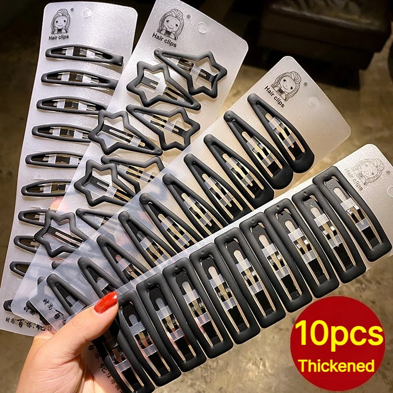 Women'S Vanity Accessories - 10pcs Matt Black Hairpin Big Geometric