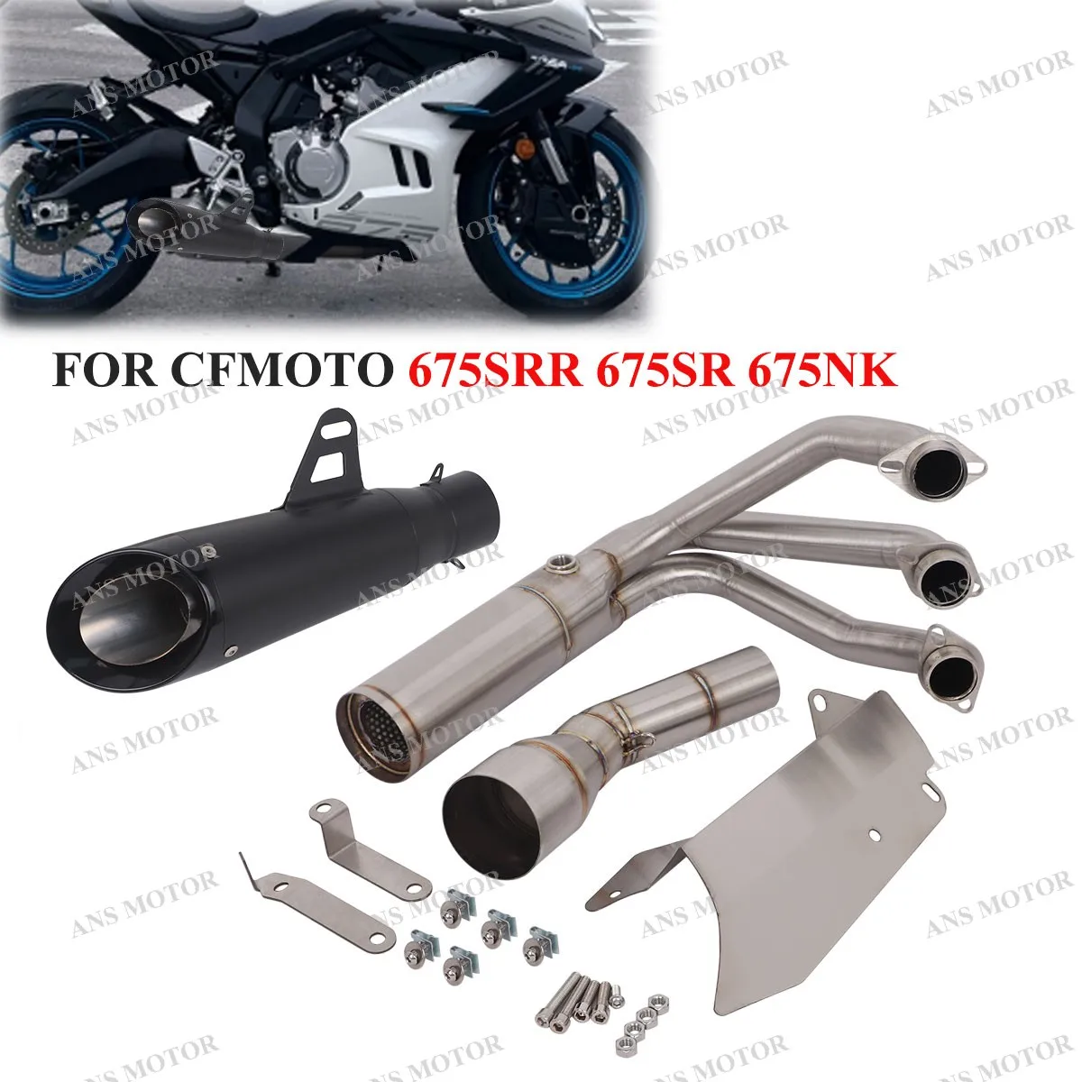 

Slip On For CFMOTO 675SRR 675SR 675NK Motorcycle Exhaust Complete System 675SRR Exhaust Short Muffler