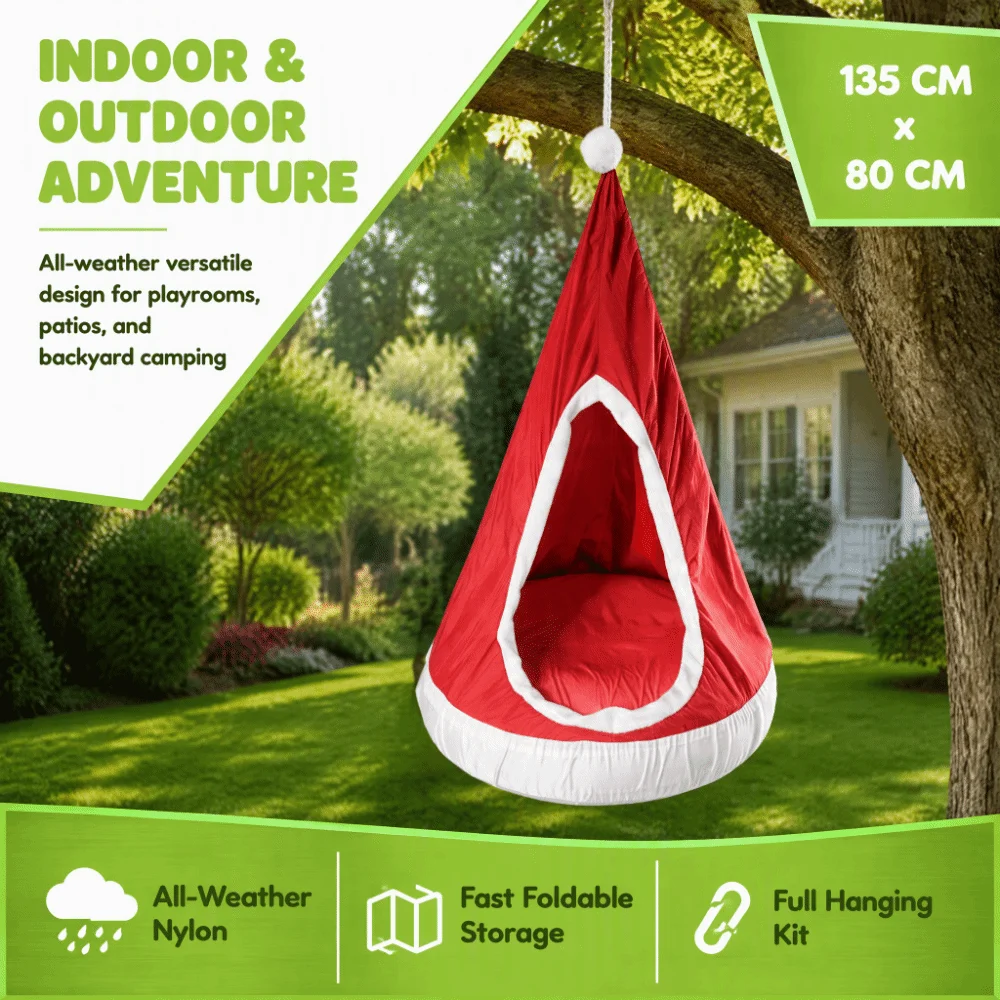christmas-hat-style-kids-swing-hammock-with-air-cushion-nylon-kids-hanging-chair-lightweight-200kg-load-bearing-hammock-chair