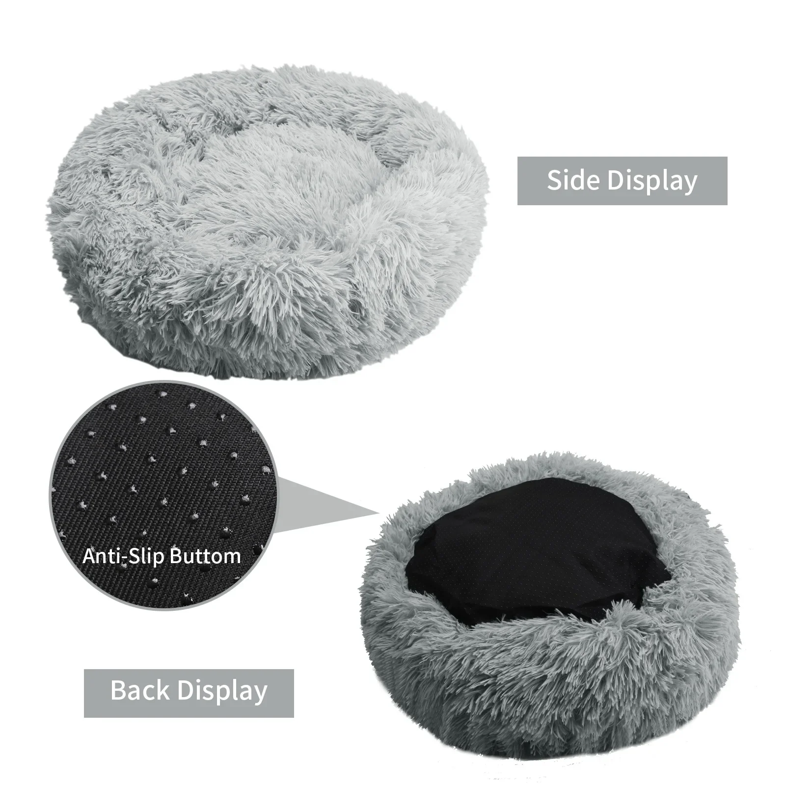 Lit rond en peluche super doux pour animaux de compagnie, maison pour chien, tapis de couchage, long, moyen, chaud, hiver, grand, chat, 50cm