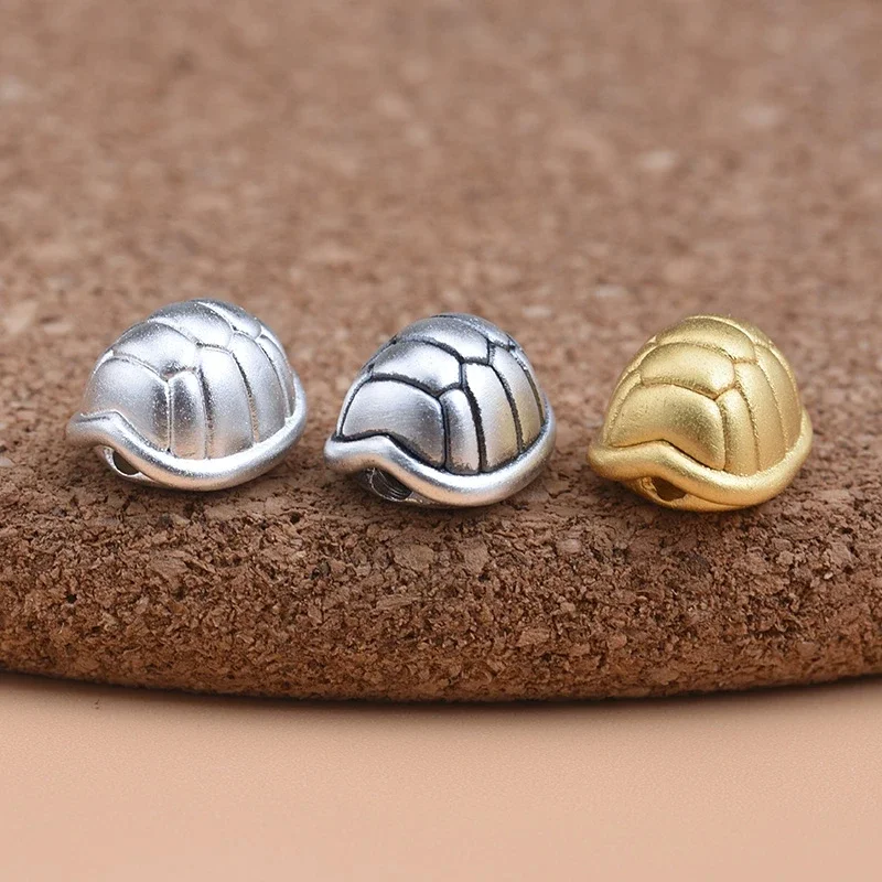 S999 full silver 3D hard silver jewelry accessories, turtle shell beads, handmade DIY string beads material woven accessories