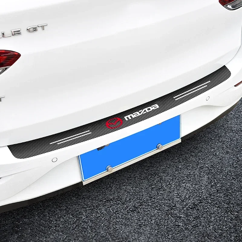 Carbon Fiber Trunk Rear Bumper Guard Scratch Stickers For Mazda 6 3 CX5 5 2 323 CX7 Demio Atenza Axela MX30 CX30 CX3 Accessories