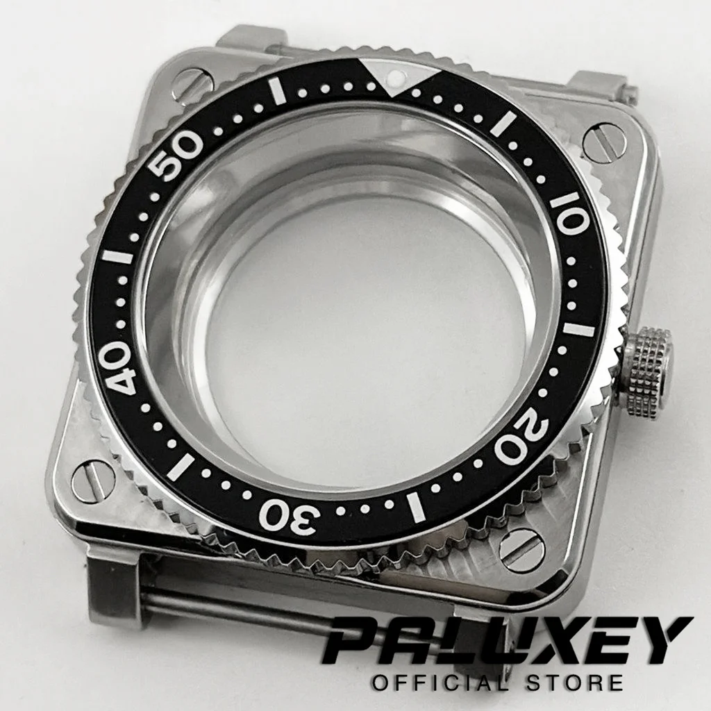 

NH35 42mm Square Case Sapphire Sapphire Crystal Fit NH35 NH36 4R 7S Japan Automatic Movement 316 Stainless Steel Mod SKX Case