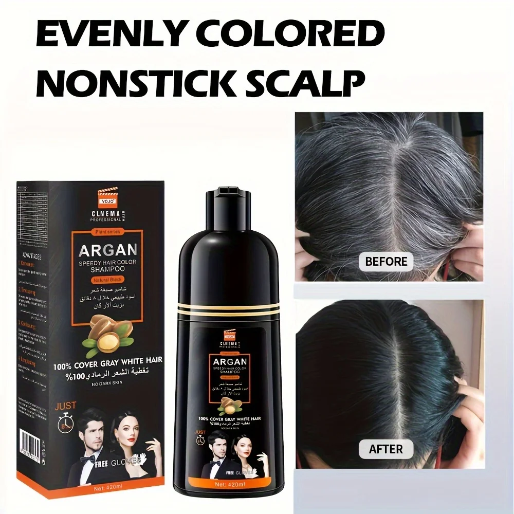 420ml Argan Oil Plant Ingredients Change Hair Color Shampoo Nourish Hair Hair Darkens Sets Color