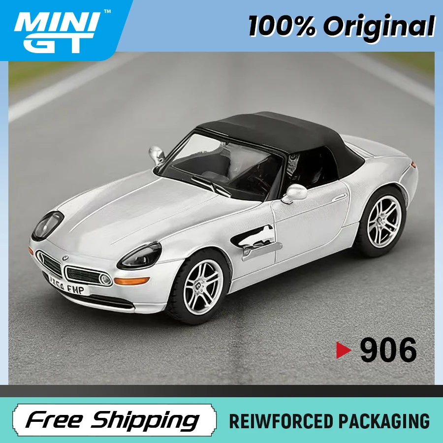 Auf Lager MINIGT 1:64 BMW Z8 007 Die Welt ist nicht genug Druckguss-Modellauto 906 Original Kinderspielzeug für Jungen Geschenk Sammeln Hobbys
