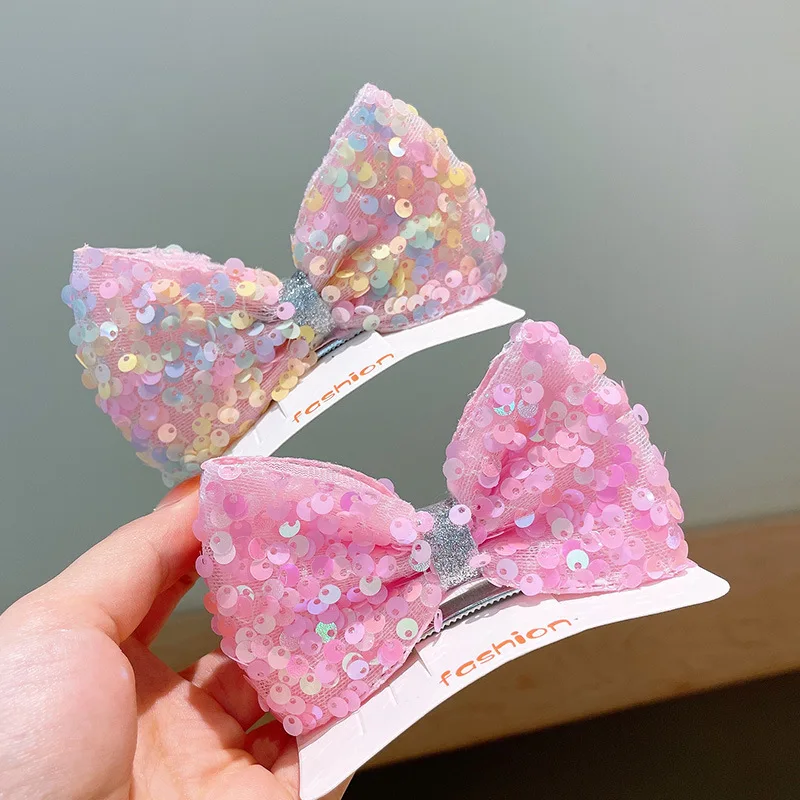Korean Cloth Little Girl Cute Princess Top Clip Hair AccessoriesChildren's Color Sequins Three-dimensional Bow Hairpin Bag