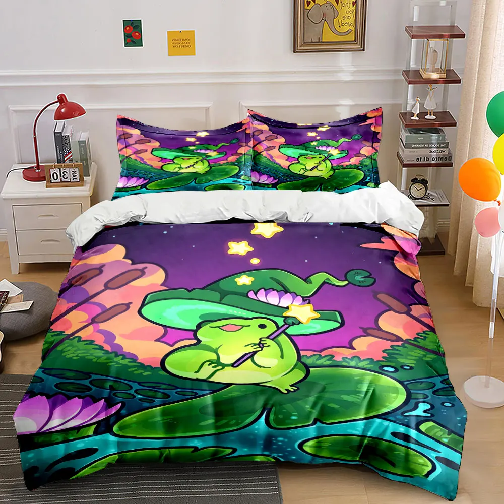 Magical Frog Themed Accessories Set  kid's and adults' bedroom decor, Exquisite three-piece bedding set gift