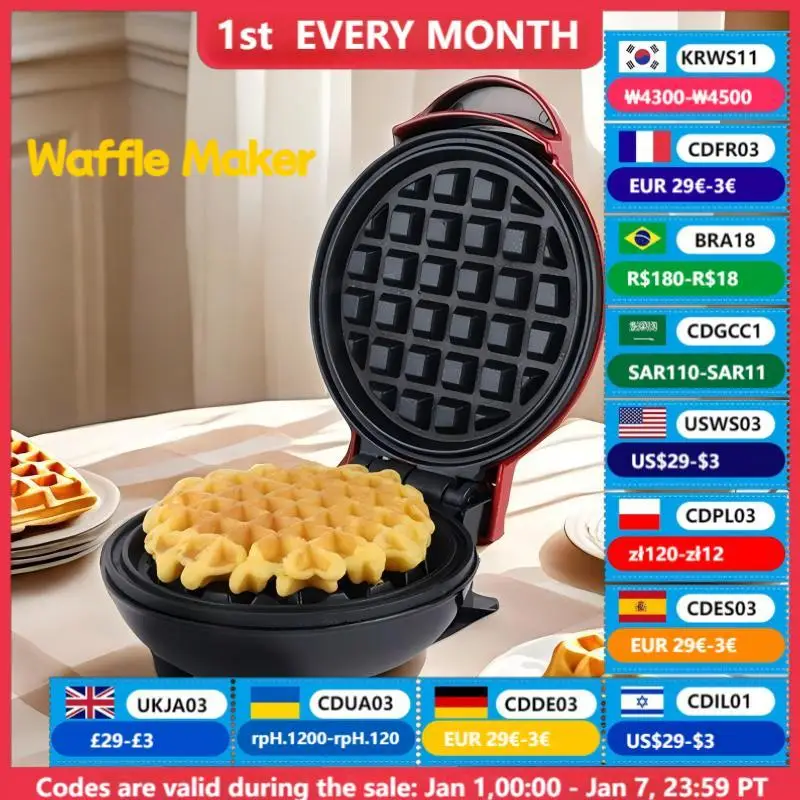 A Versatile Mini Waffle Maker With A Non-Stick Surface For Quick Breakfasts, Snacks And Desserts - Compact Roaster