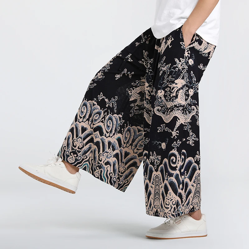 

Streetwear Men Wide Leg Pants Cotton Casual Harem Pants Men Oversize Fashion Loose Men Joggers Trousers Large Size 5XL