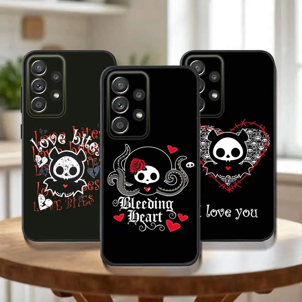 Funda de teléfono con diseño de perro Skelanimals bonitos para Samsung Galaxy A73,31,32,72,41,53,52,71,22,5G,Note,J7,8,9 funda negra suave