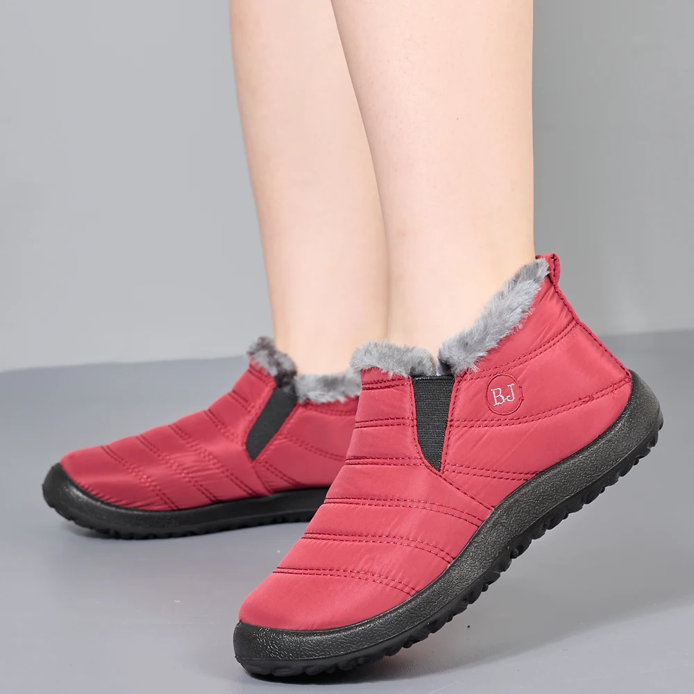 Women Boots Winter Shoes Women Ankle Botas Mujer Waterpoorf Snow Boots Female Slip On Flat Casual Shoes Plush Boots Plus Size