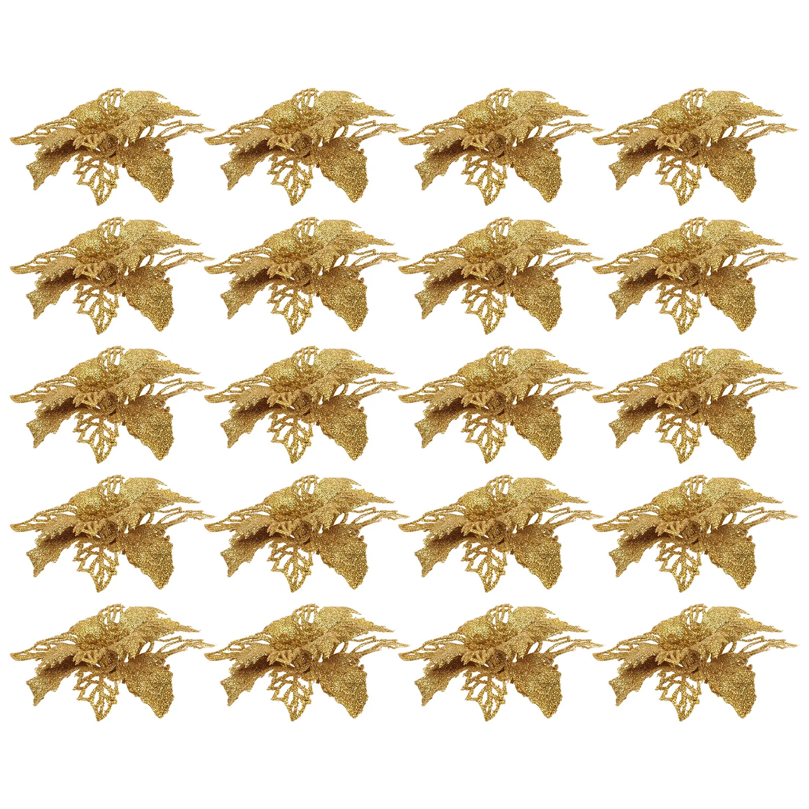 

20pcs Simulated Christmas Tree Flowers Reusable Glitter Artificial Flower For Holiday Decorations Xmas Wreath Garland Ornament