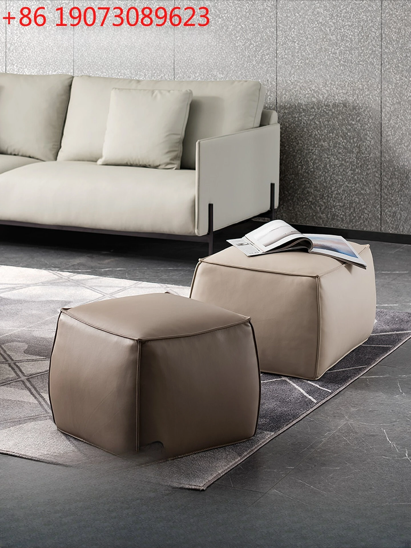 

Итальянский минималистичный кожаный табурет для пеленания обуви для гостиной, современный минималистичный кожаный низкий табурет для спальни