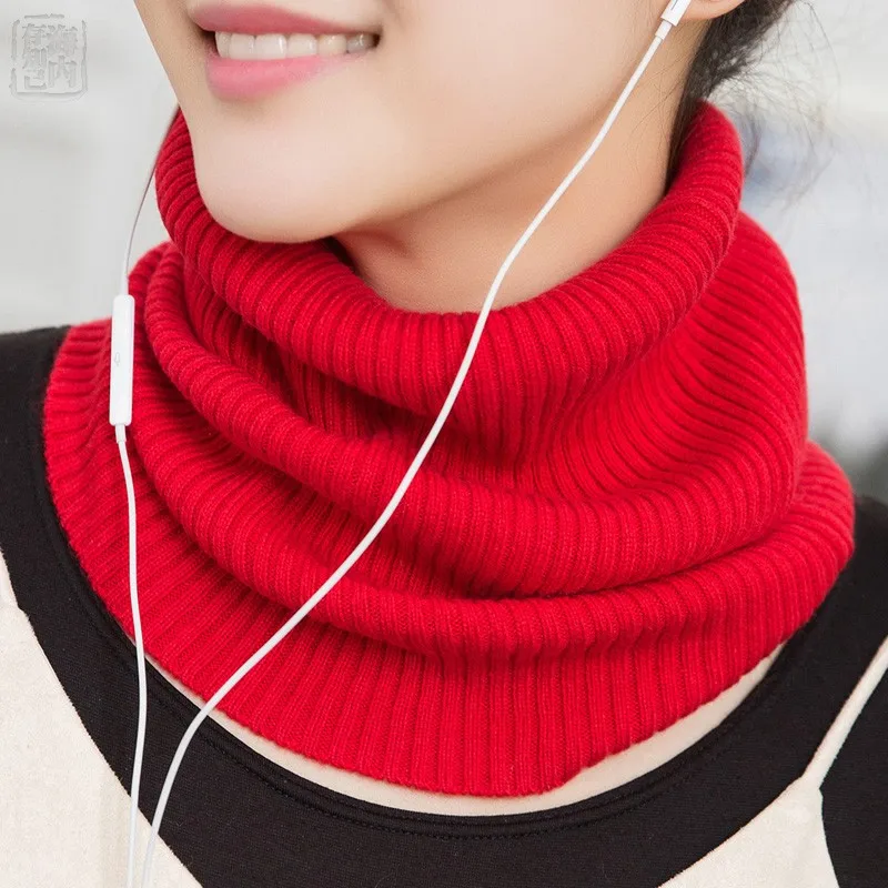 Buff Neck Gaiter Thick Women Ribbed Knitted Tube Scarf Ring Wool Neck Warmer Cowl Collar Loop Snood Scarves Autumn Winter Men\'s