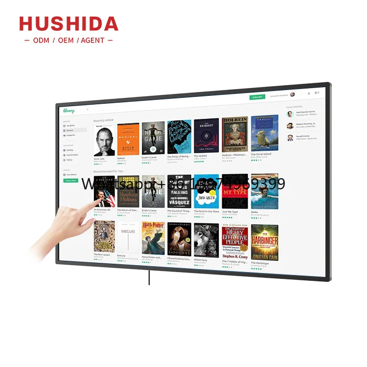 HUSHIDA Infrared Capacitive 2K 4K Touch Screen Panel 21 32 42 50 55 65 Inch Display Touch Screen Monitor Interactive Kiosk