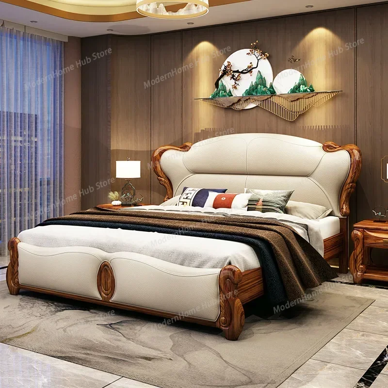 Bedroom Wooden Bed Children Sun Double Loft Luxury Design Space Saving Comfortable Bed Cheapletto Matrimoniale Trendy Furniture