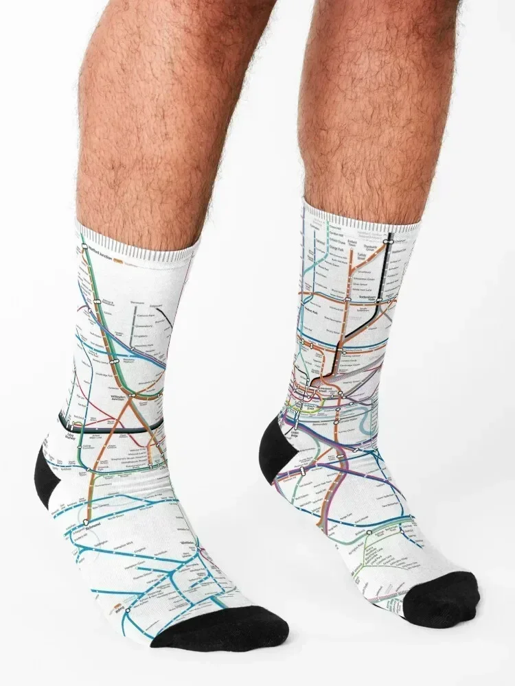 London AllRail map Socks christmas gift funny gift Novelties luxury Socks Female Men's