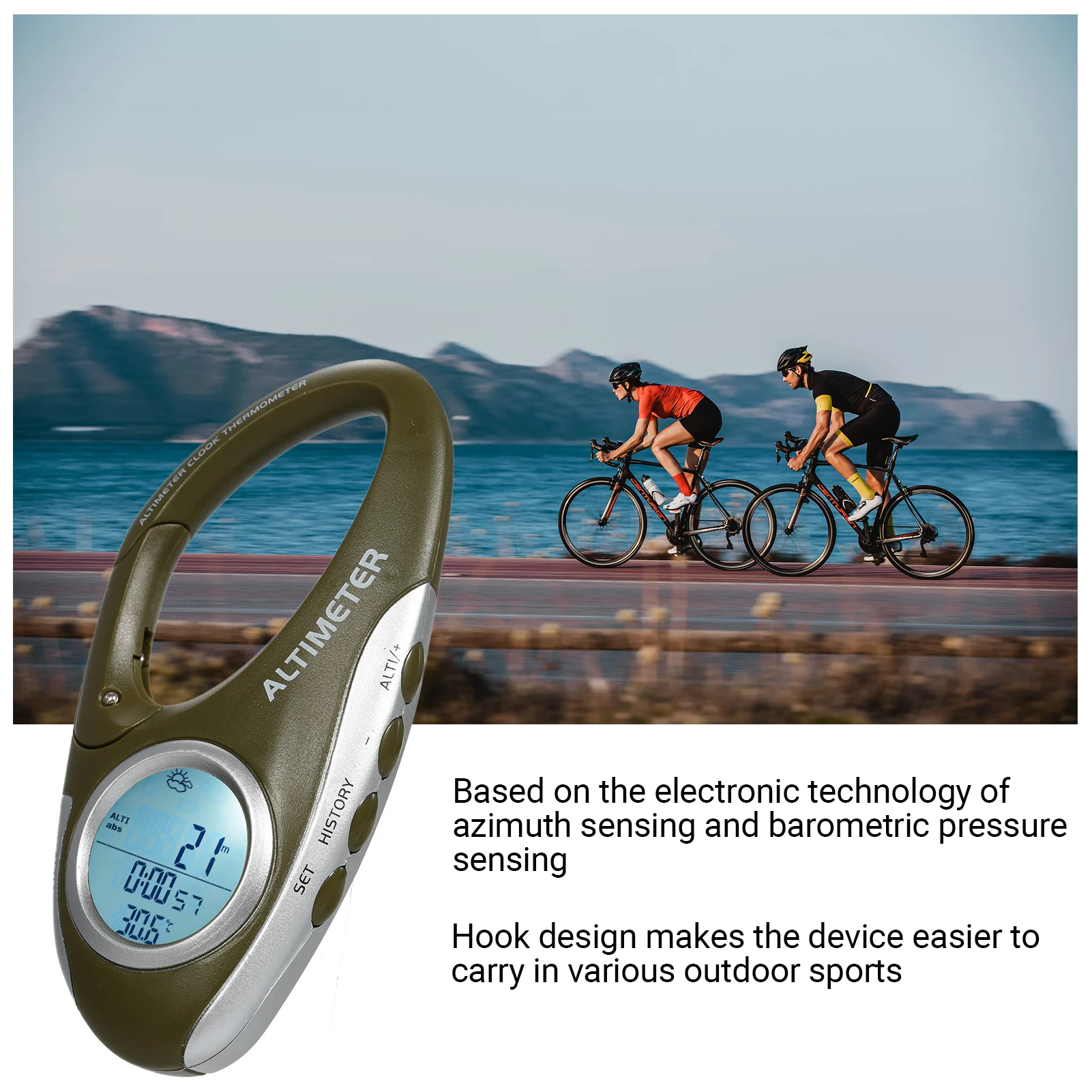 DA101 Multifunctional Barometer Altimeter Thermometer with Backlight Display Digital Altitude Monitor Weather Forecast Pedometer