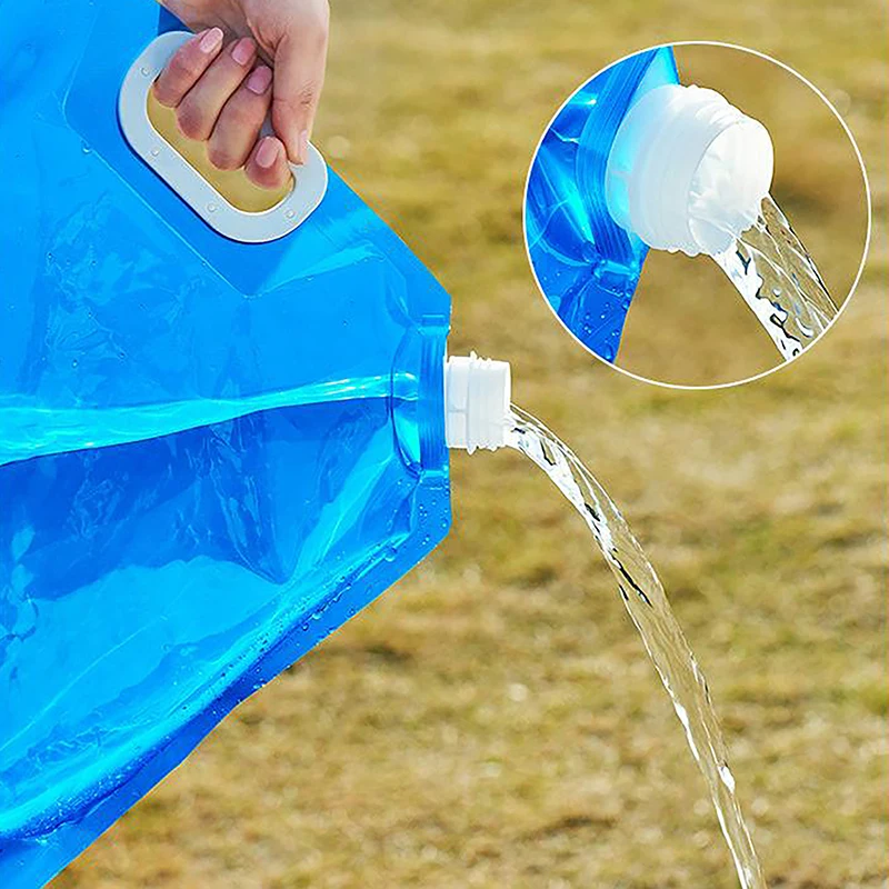 5/10L Outdoor Portable Folding Water Bag With Faucet Cycling Traveling And Camping Plastic Thickened Large-capacity Water Bag