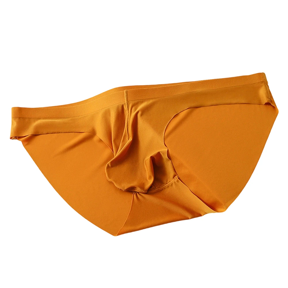 Men Thin Seamless Lingerie Large Size Ice Silk Briefs Men Underwear Hot Bulge Pouch Briefs Solid Extreme Men's Panties Fashion