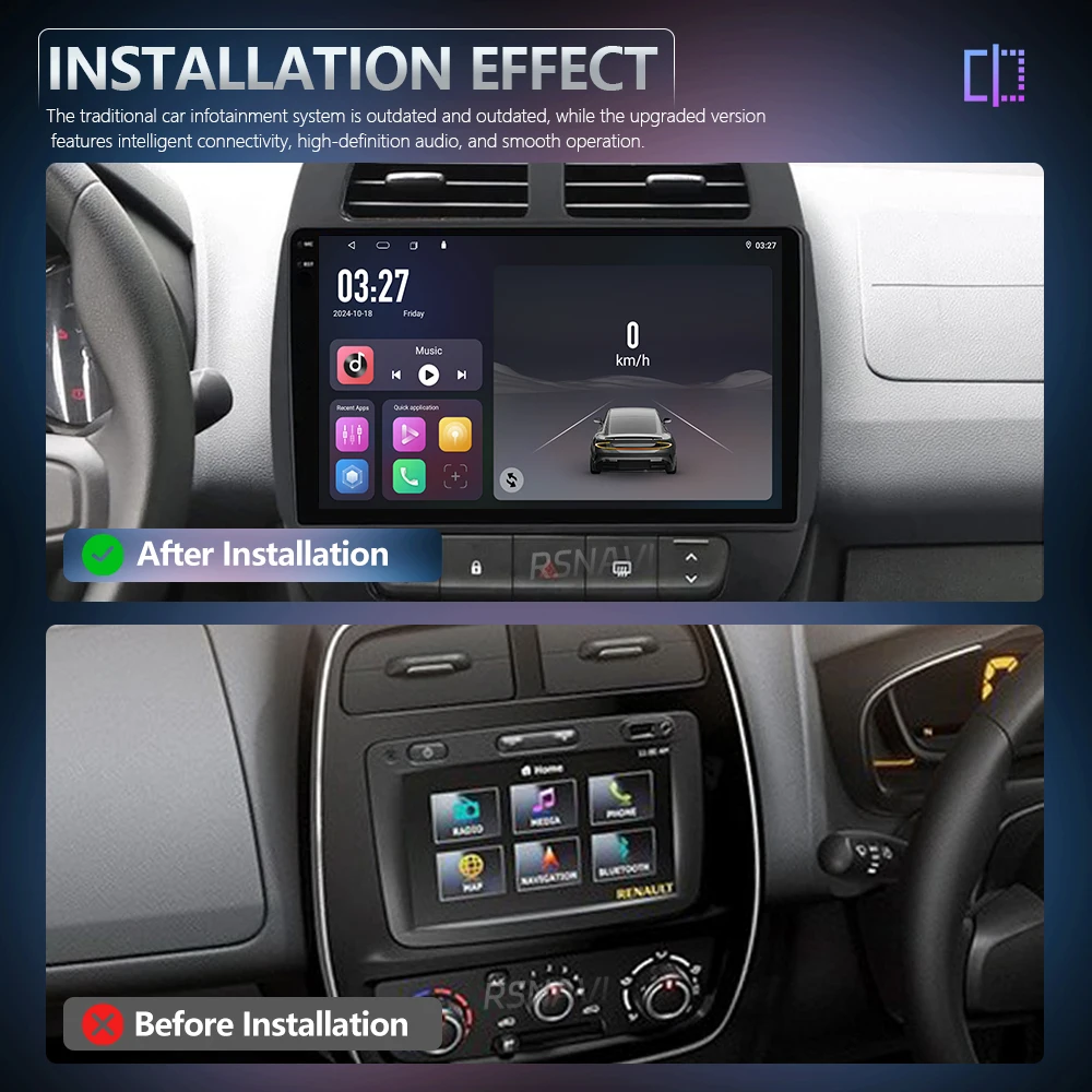 Android 16 Carplay Car Radio For Renault KWID K-ZE Dacia Spring 2015 - 2019 Multimedia Video Player Navigation GPS Stereo DVD BT