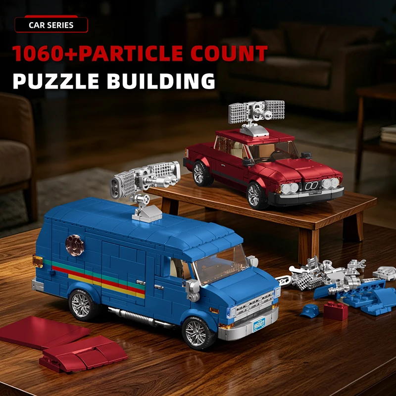 Classic Sport Car Series Technical Building Blocks - Red Off-Road Trailer Vehicle Assembly Bricks City Scene Decoration Toy Gift