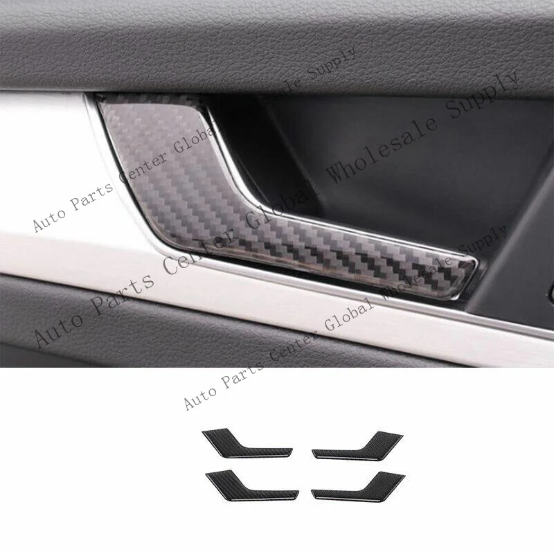 L+ 4P For Audi Q5 2018-2020 2021 Real Carbon Fiber Car Inner Door Handle Cover Trim