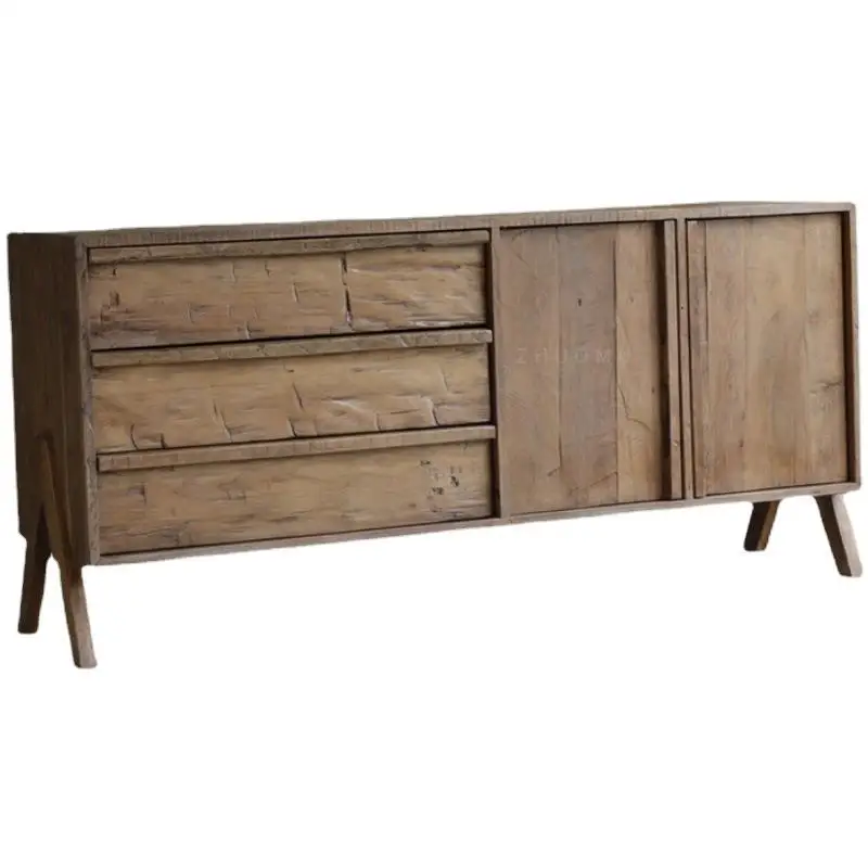 

Japanese-style wabi-sabi TV cabinet living room household solid wood wine cabinet