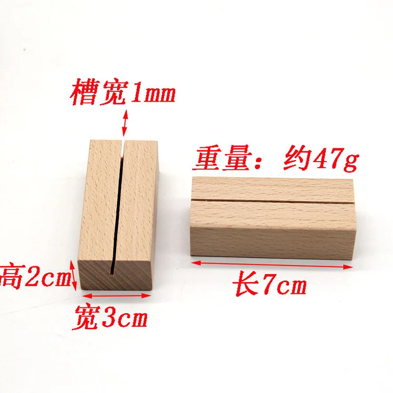 100Pcs Simple Picture Card Display Stand Wood Business Card Holder Desk Calendar Base Table Number Stand Wedding Desktop Decor