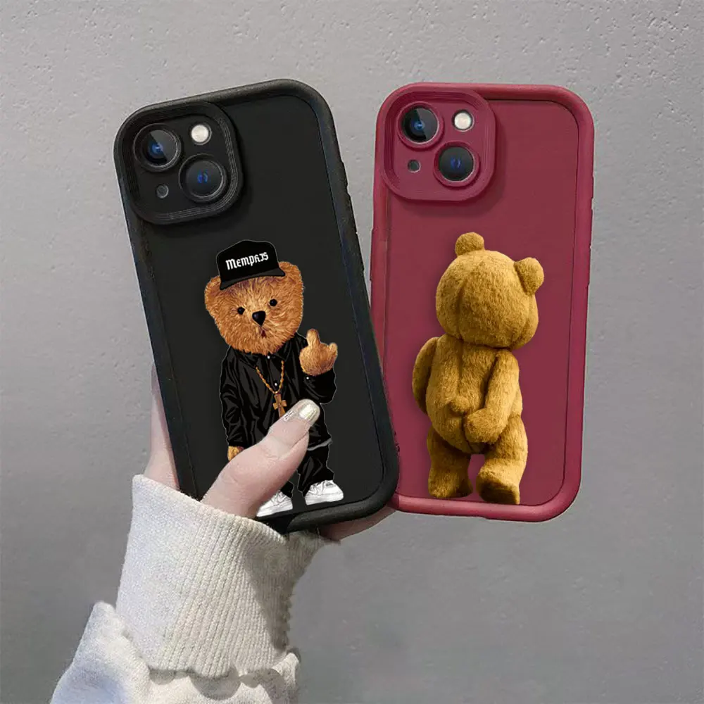 Fashion T-Teddy Bear Phone Case For Iphone  Apple 17 AIR 16 16E 11 12 13 14 15 XR Plus Pro Max Silicone Case Shockproof Cover view 2