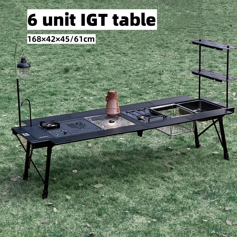 Tavolo IGT da campeggio esterno Tavolo IGT da 6 unità Tavolo portatile da campeggio pieghevole ultraleggero in lega di alluminio Tavolo IGT da picnic per barbecue Nuovo