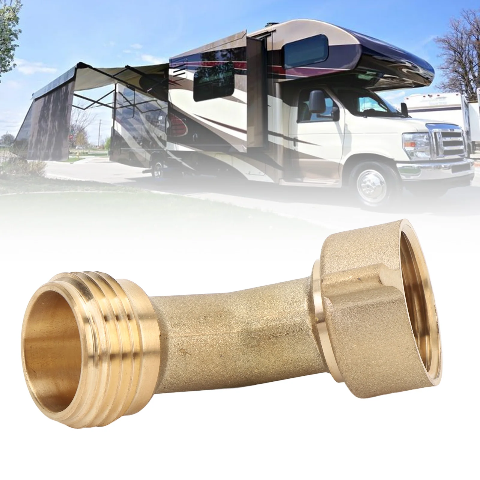 

Колено водяного шланга с градусом, твердая латунь, конструкция, адаптер для впуска воды с резьбой 3/4 дюйма для дома на колесах, прицепа, морского кемпинга, вены