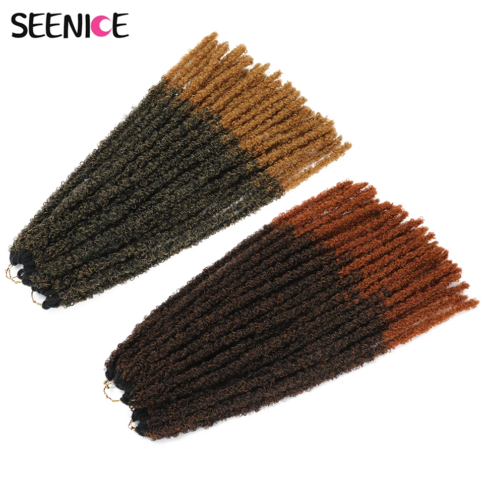 

Butterfly Locs Crochet Hair Braids Synthetic Extension Soft Faux Locs Natural Ombre Pre-Twist Braid For Black Women 24" SEENICE