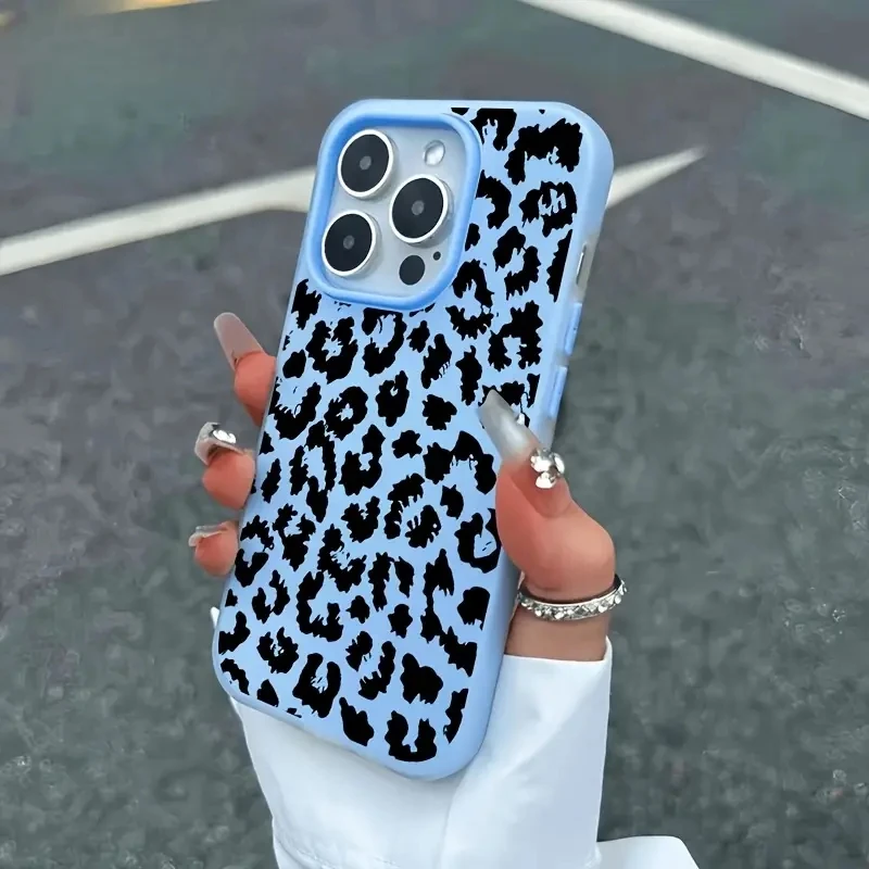 Spotted Black Leopard Print Jelly Color Phone Case for iPhone 17 Pro Max 16 15 14 13 12 11 Pro Max Plus 17Air Bumper Cover view 3
