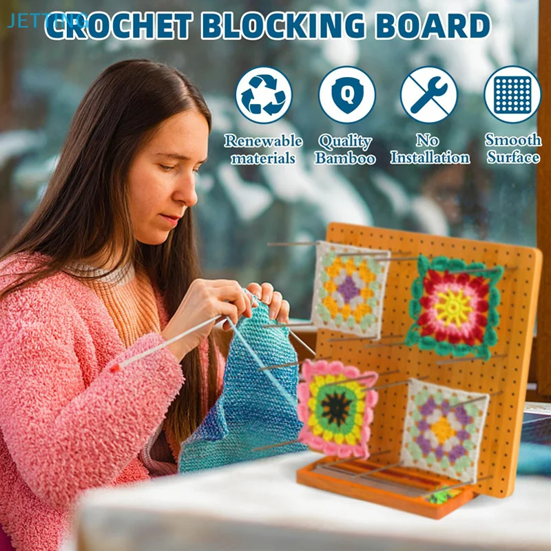 Home S/M/L Wooden Crochet Knitting Board Creative Handmade DIY Wool Knitting Block Pad Hole Board Knitting Shaping Board