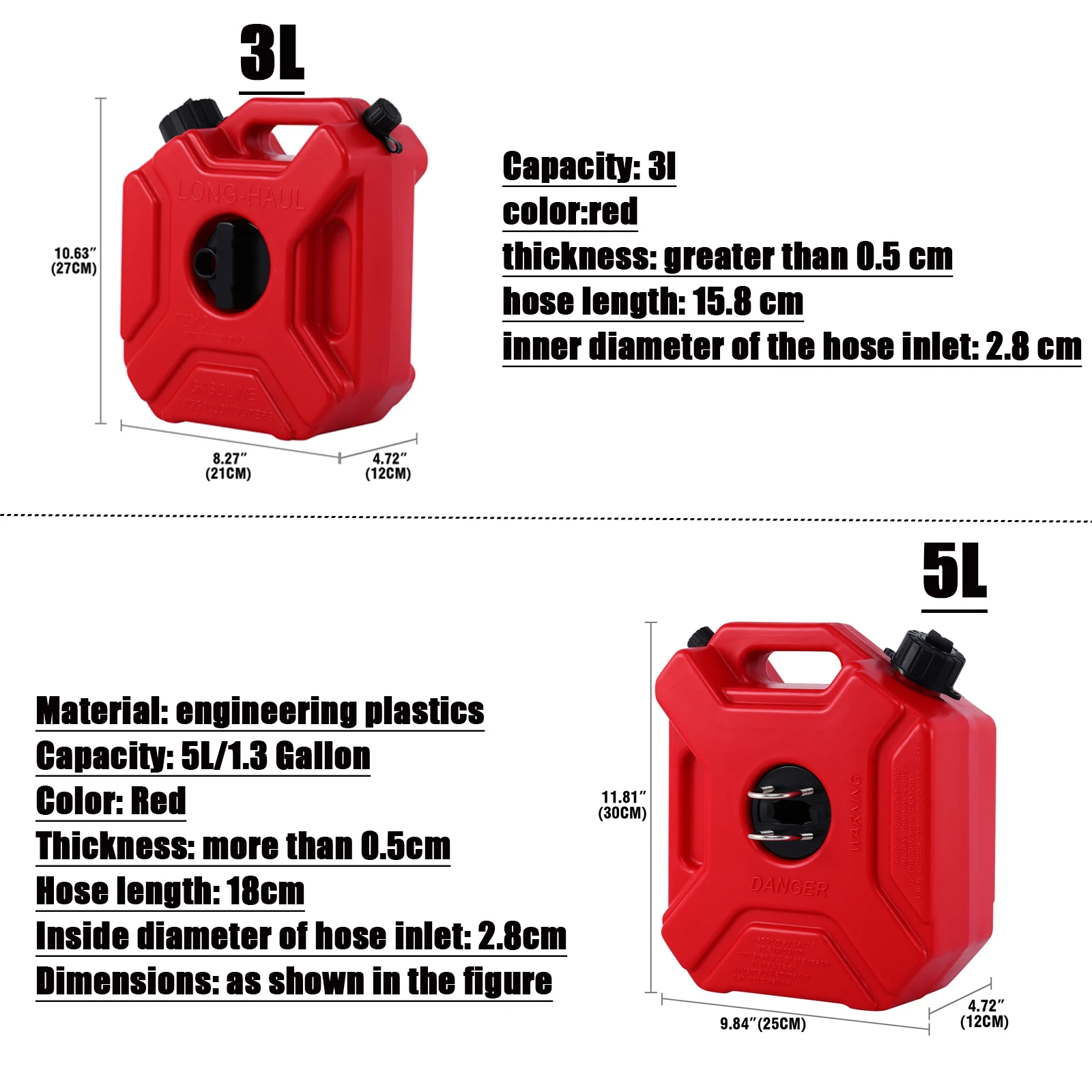 Samger 3/5L Motorcycle Jerry Can Fuel Tanks Plastic Petrol Cans Mount Jerrycan Gas Can Gasoline Oil Container For Car Motorcross