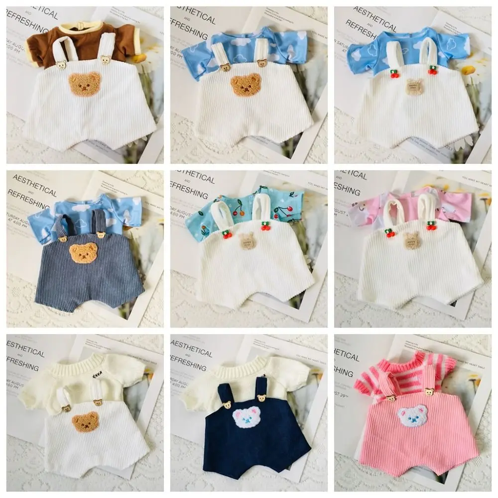 Change Clothes 30cm Doll Clothes DIY Handmade Lina Bear Jointed Bear Dolls Outfit Kawaii Stuffed T-shirt and Suspenders Suit