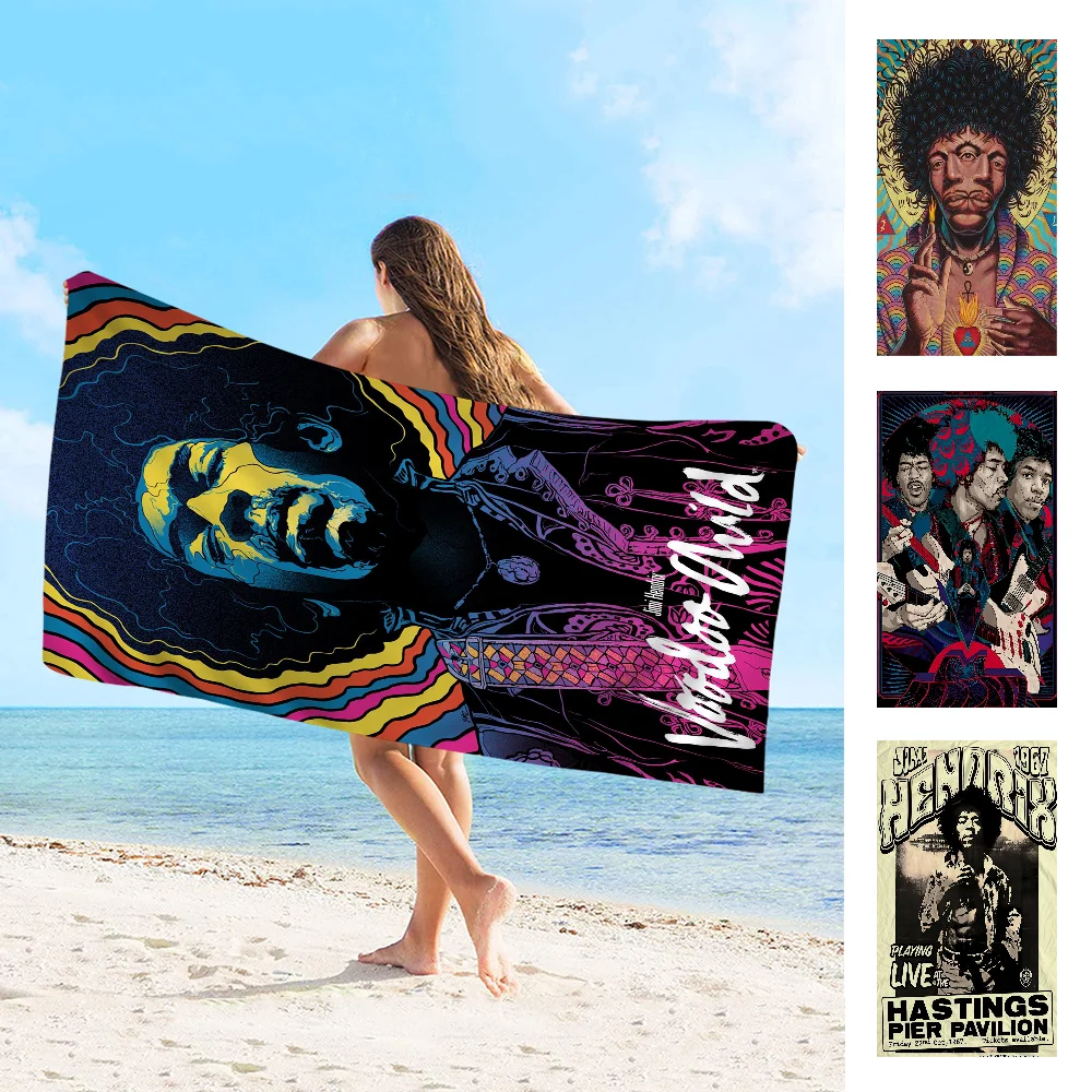 

Jimi Hendrix Anime Beach Swimming Towel Soft Absorbent Washcloth Children's Gifts For Kids Travel Camping Gym