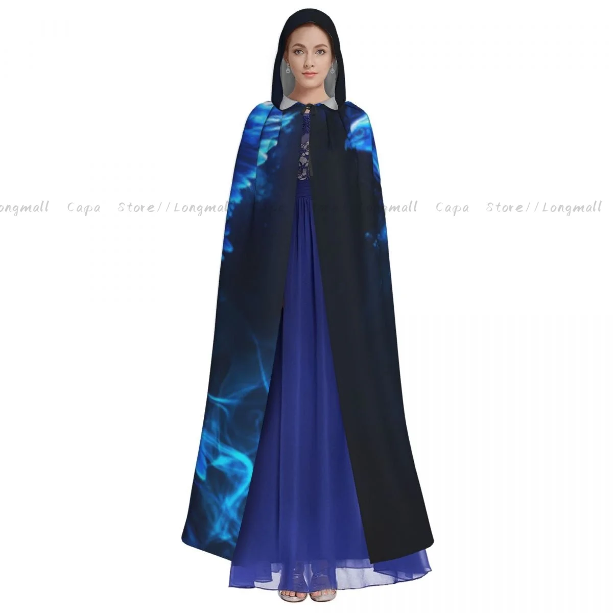 Adult Vampire Cape Hooded Robe Bird Smoke Halloween Cloak Full Length Cosplay