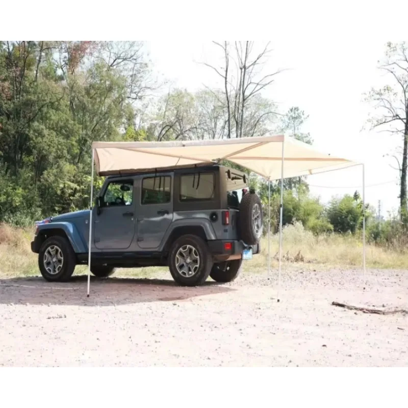 

STLF Waterproof 600D Oxford Cloth Car Awning, 2M Simple Fan-shaped Tent Canopy 270 Degrees with Aluminum Alloy Frame Support Rod