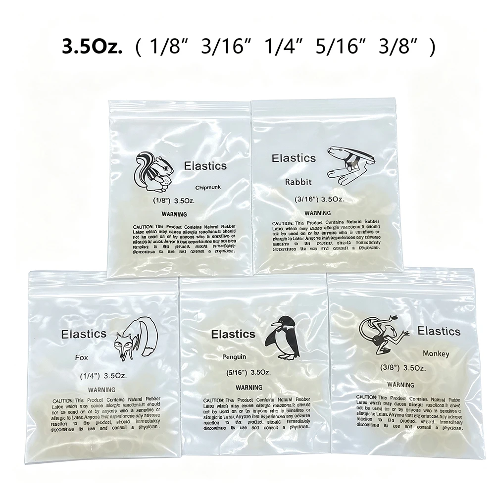 JNSUR Dental Elastics Orthodontic Rubber Bands Teeth Correction Clear Traction Rubber Bands Zoo Animal Orthodontic Rubber Band