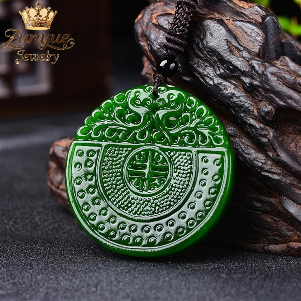 

Natural Hetian Jade, Emerald Jade, Spinach Green, Longevity And Happiness Pendant Luxury Quality Jewelry Fashion Jewelry Charms