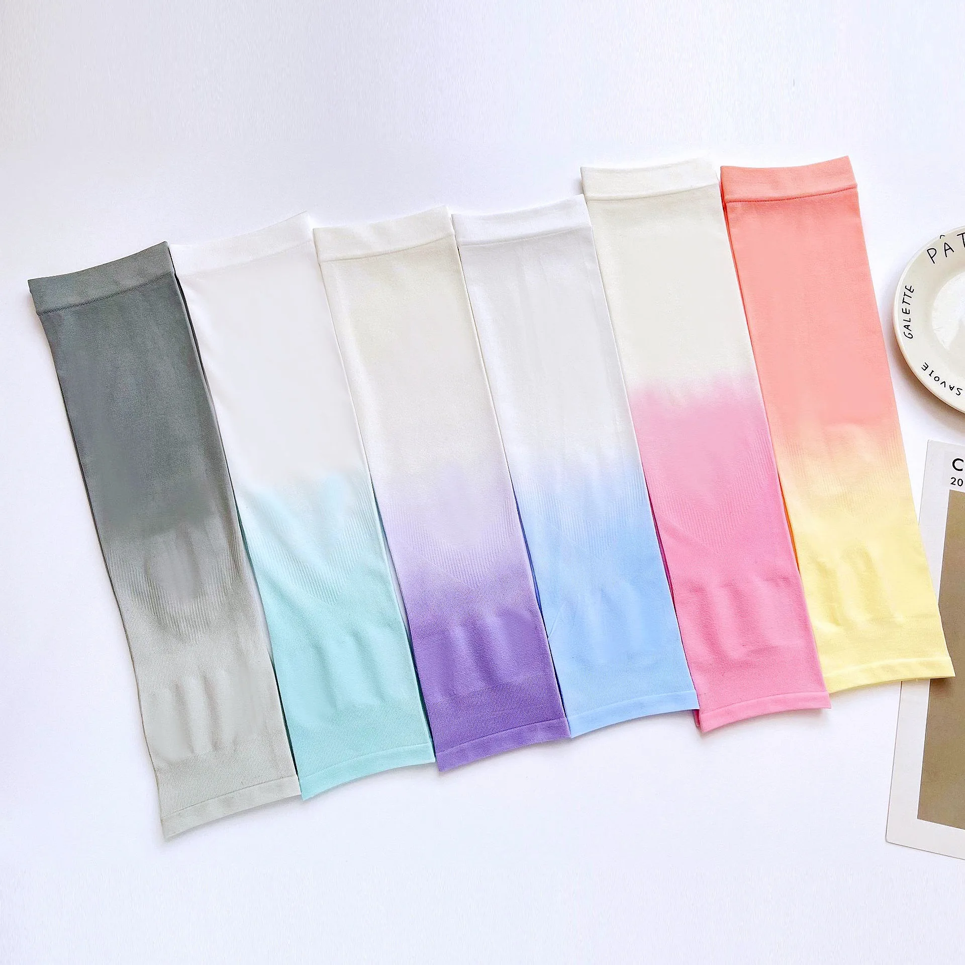 Summer Outdoor Sleeves Gradient Color Dazzling Arm Protection Ice Silk Sleeves Long Pattern Sunscreen Ice Sleeves UV Resistant