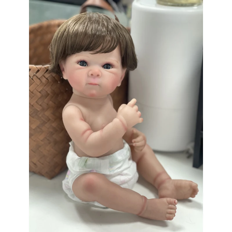 48cm Full Body Vinyl Reborn Baby Doll Bettie Handmade Hand-root Hair vene visibili