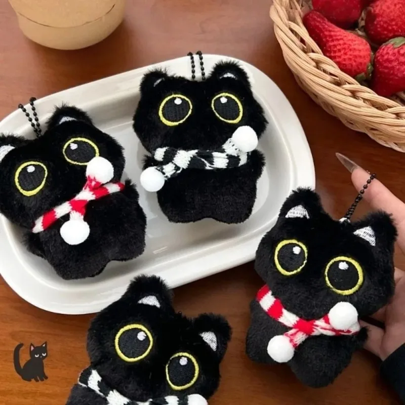 New Cute Black Cat Plush Toy Doll Small Pendant Cuddly Pillow Cushion Ins Black Cat Plush Toy Doll for Boy Girl Birthday Gifts